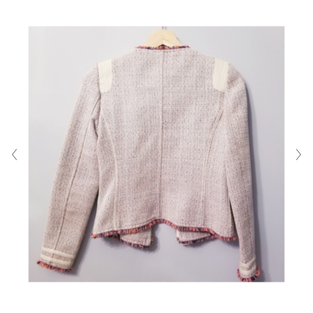Zara Neon Orange/Blue Zip-up Tweed boucle jacket - Picture 3 of 8